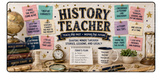 History Teacher Motivation Desk Mat (Glitter Text Border)