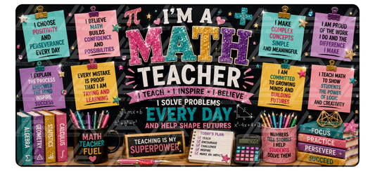 Math Teacher Affirmation Desk Mat (Glitter Text Effect)