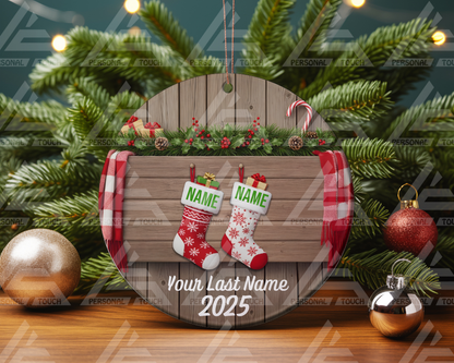 Glass Ornaments - Christmas Stocking Family #3