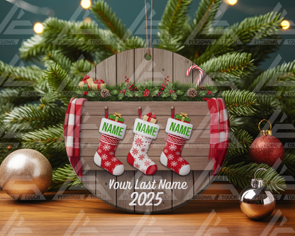 Glass Ornaments - Christmas Stocking Family #3