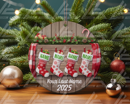 Glass Ornaments - Christmas Stocking Family #3