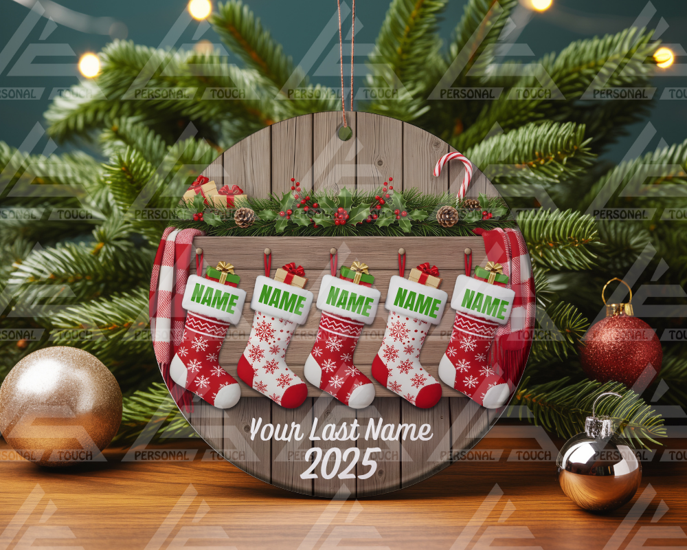 Glass Ornaments - Christmas Stocking Family #3