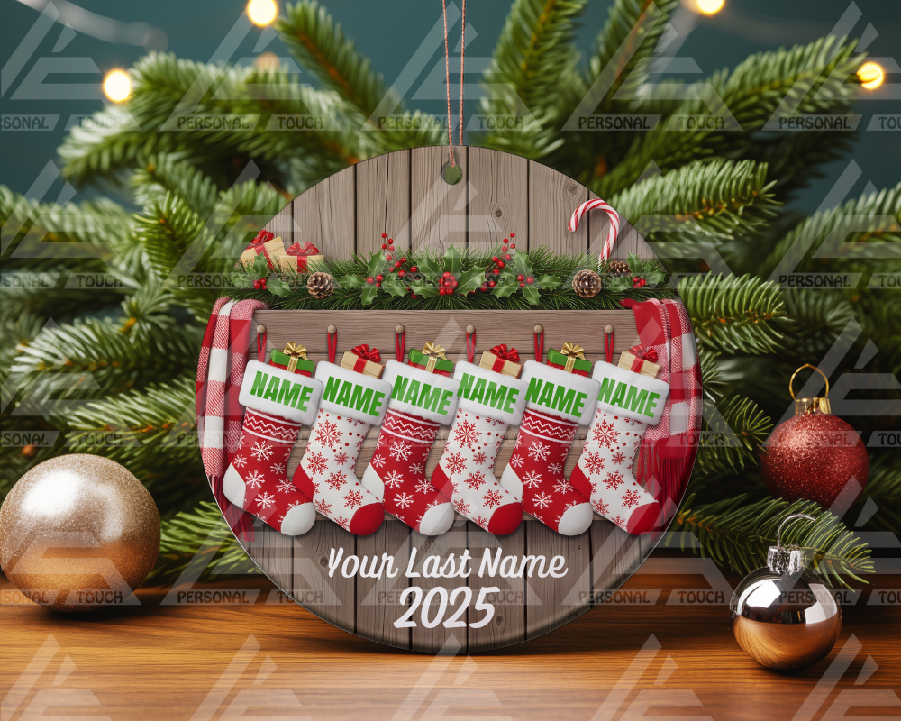 Glass Ornaments - Christmas Stocking Family #3