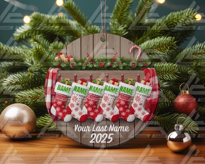 Glass Ornaments - Christmas Stocking Family #3