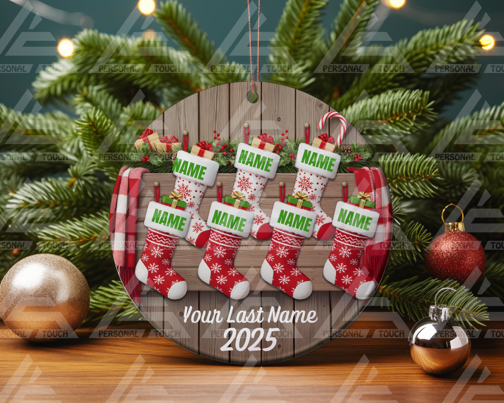 Glass Ornaments - Christmas Stocking Family #3
