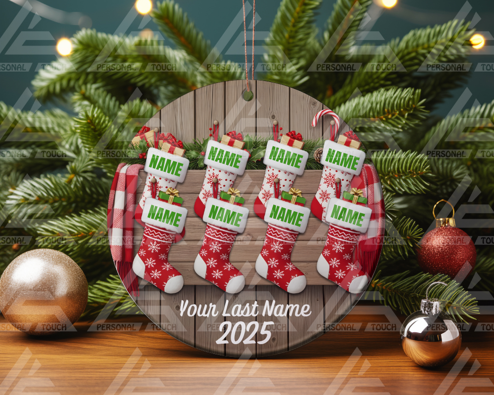 Glass Ornaments - Christmas Stocking Family #3