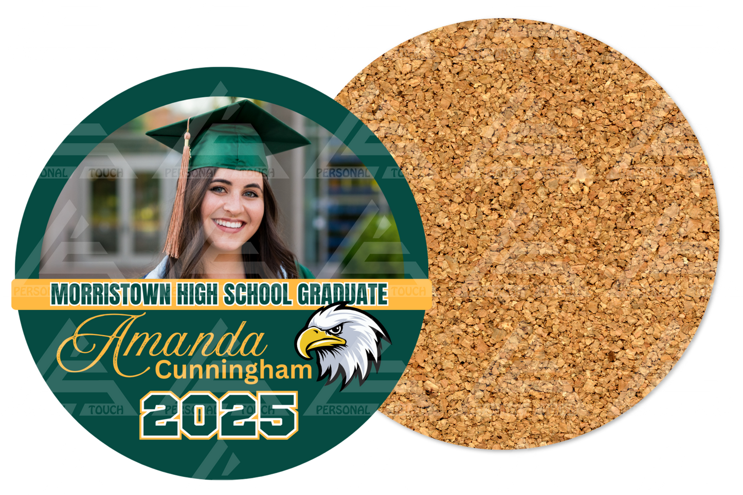 Acrylic Grad Coasters-green & gold