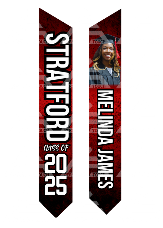 Adult Grad Sash / Stole - Red & Black