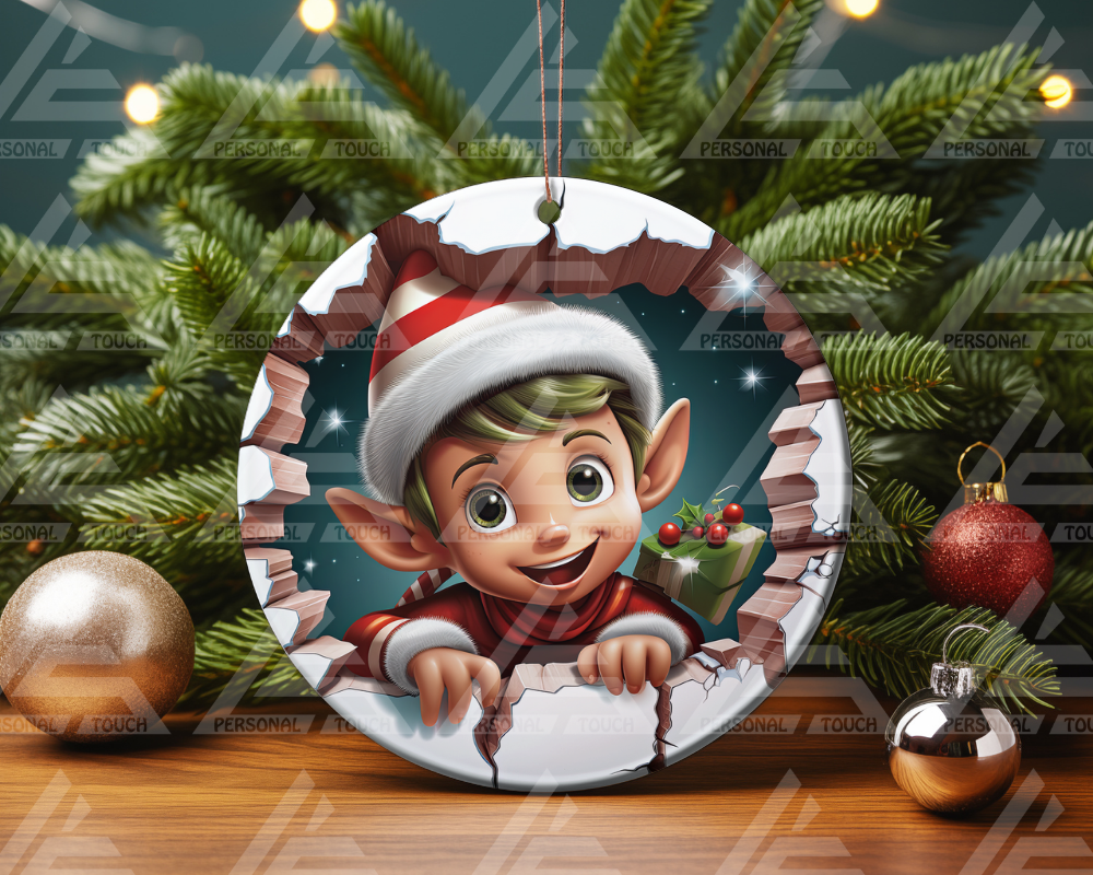 Glass Ornaments - Elf Busting Through