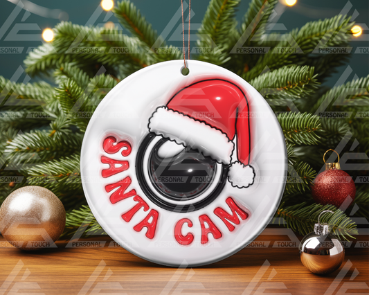 Glass Ornaments - Santa Cam w/Hat