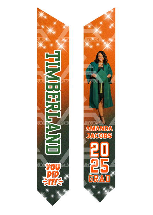 Adult Grad Sash / Stole - Orange & Green
