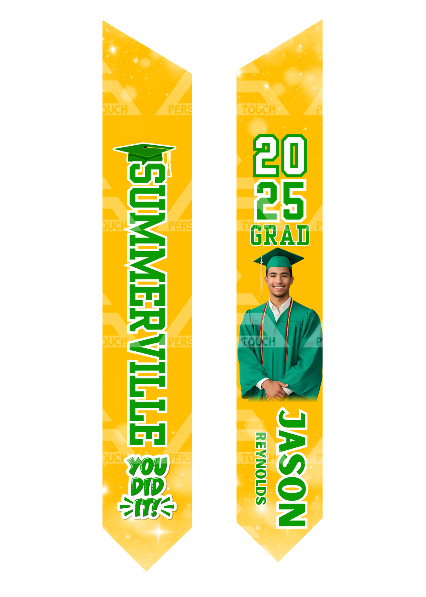 Adult Grad Sash / Stole - Yellow & Green