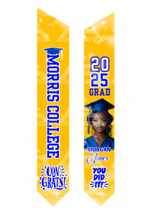 Adult Grad Sash / Stole - Royal & Gold