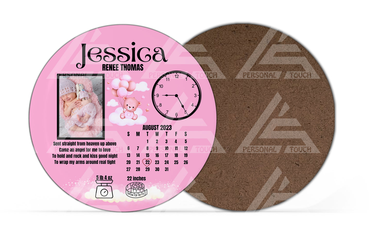 Baby Stats Photo Keepsake Plaque - Pink