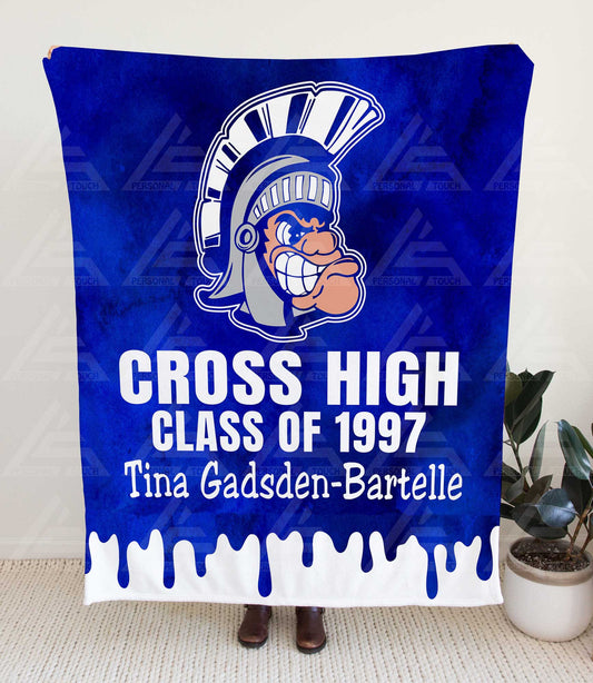 Cross High We Bleed Blue Alumni Blanket