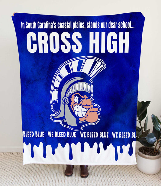 Cross Trojans We Bleed Blue Blanket