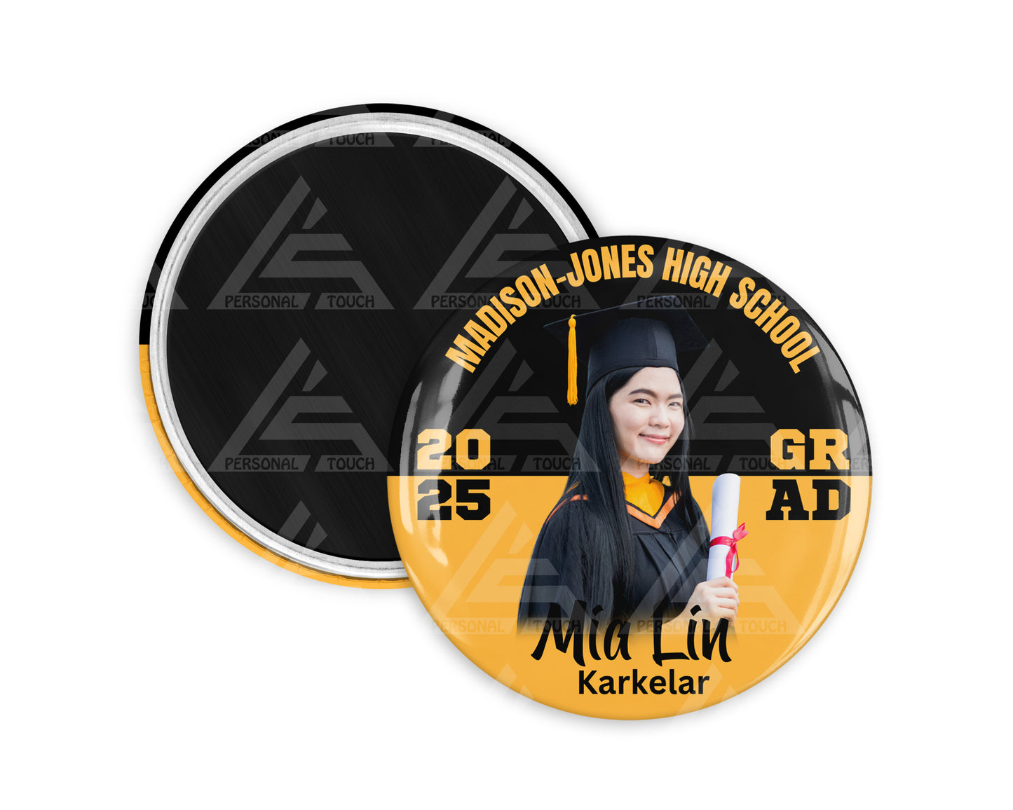 Fridge Magnet - Graduation Half-Circle (black/gold)