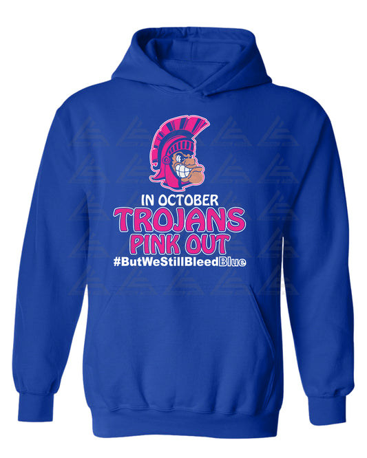 Trojans Pink Out Cancer Awareness Hoodie-Blue