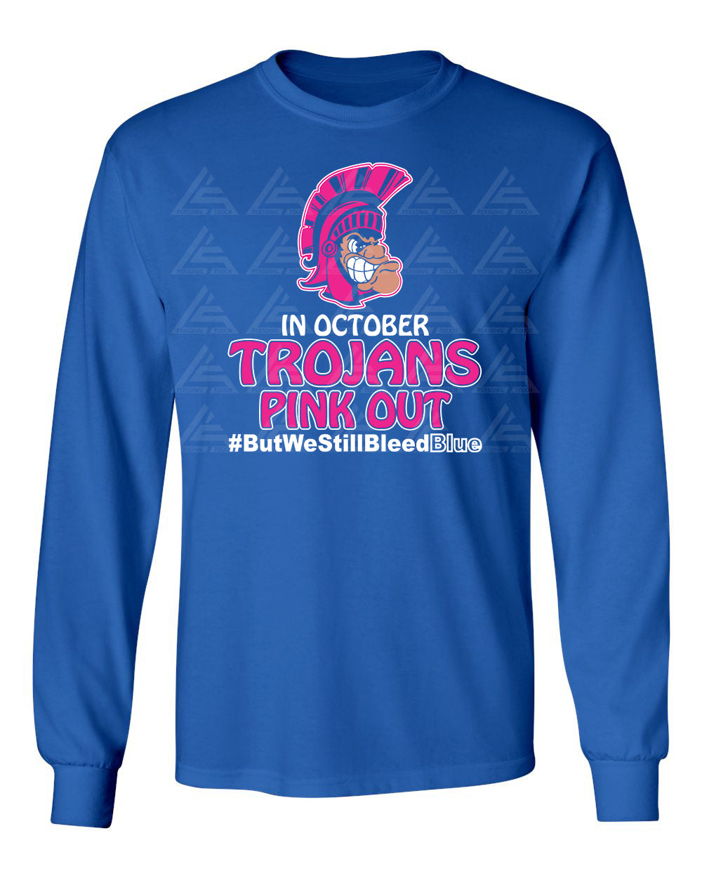 Trojan PINK OUT Cancer Awareness Long Sleeve Tee-Royal