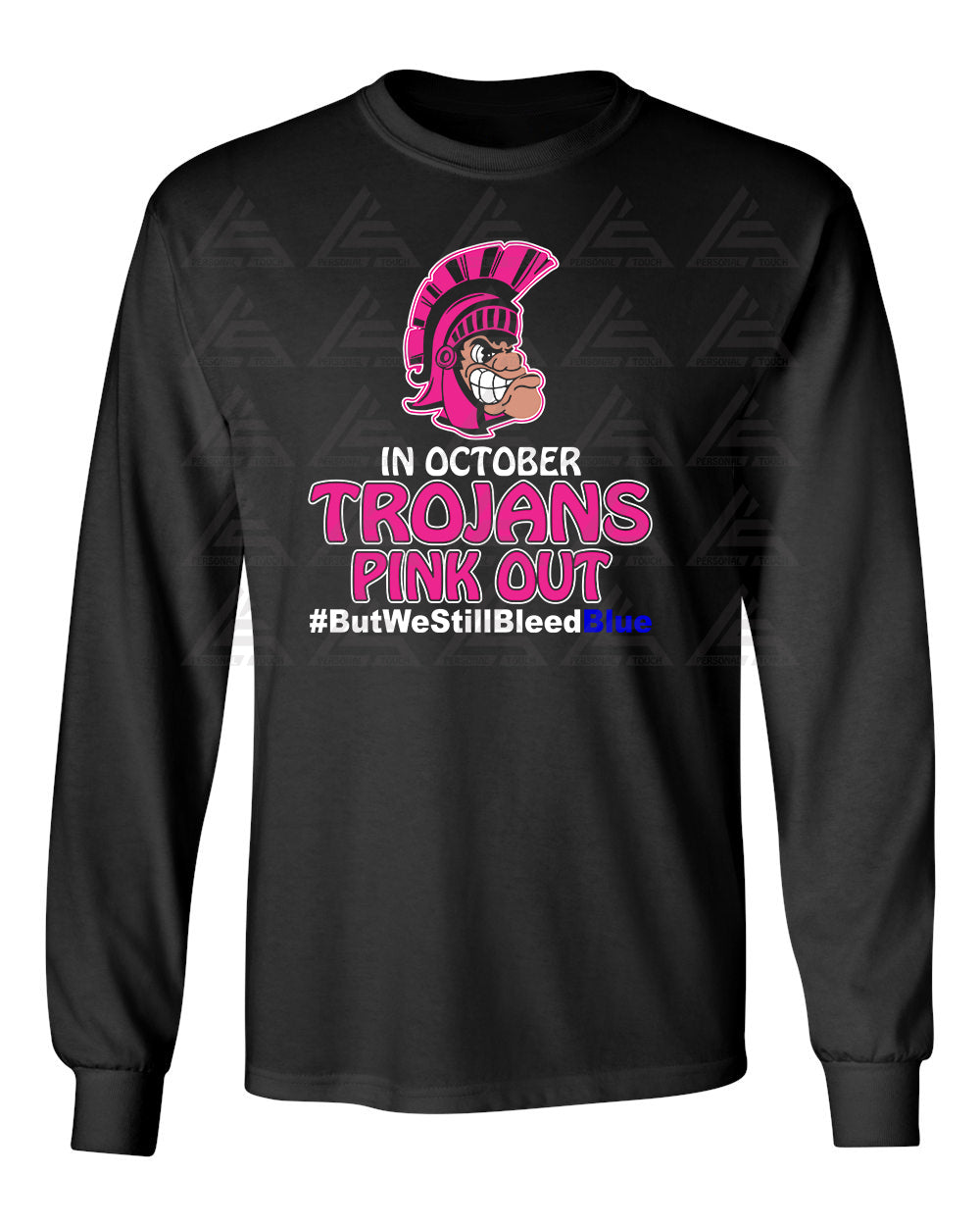 Trojan PINK OUT Cancer Awareness Long Sleeve Tee-Black