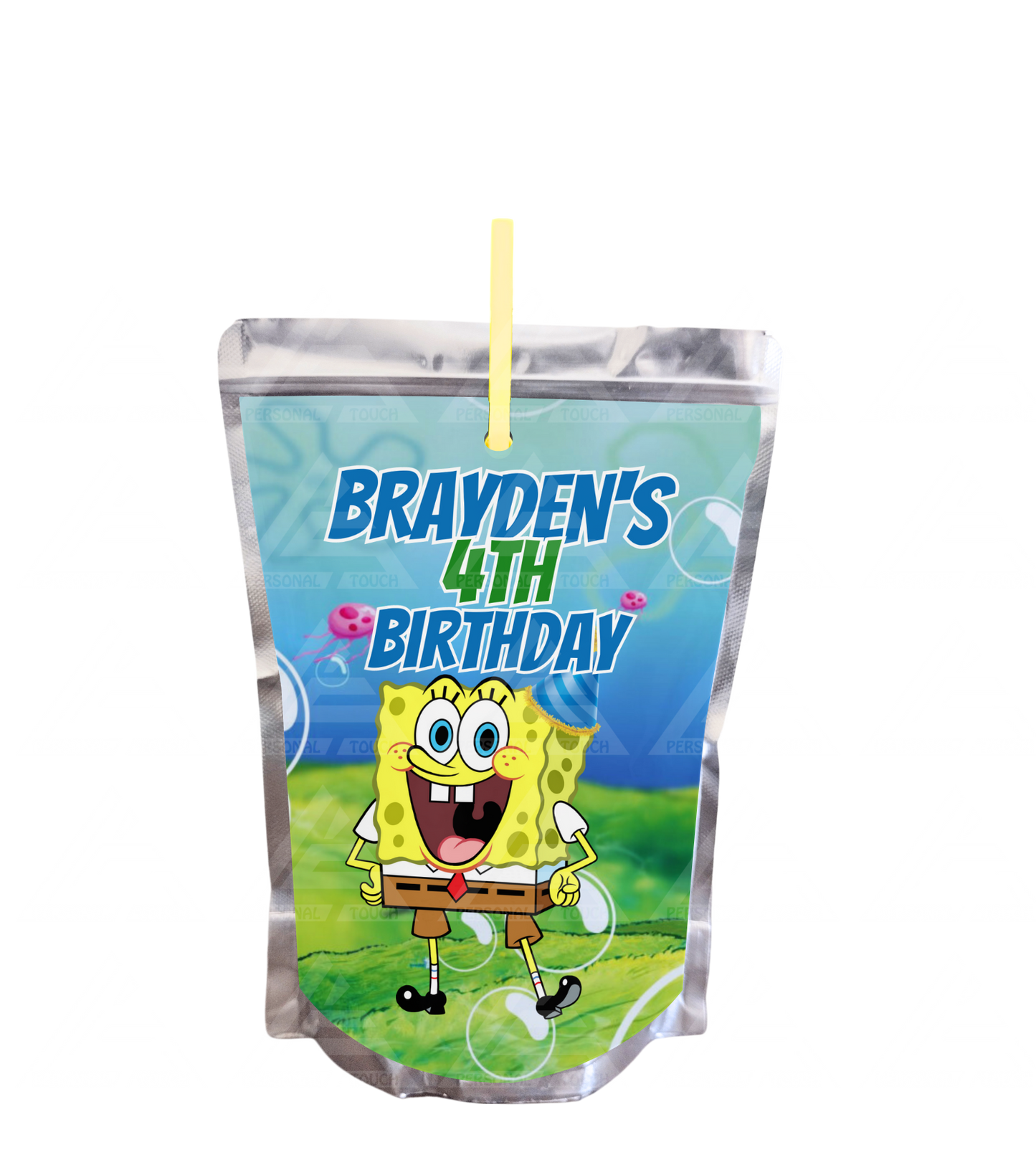 Custom SpongeBob Birthday Juice Pouch Party Favor