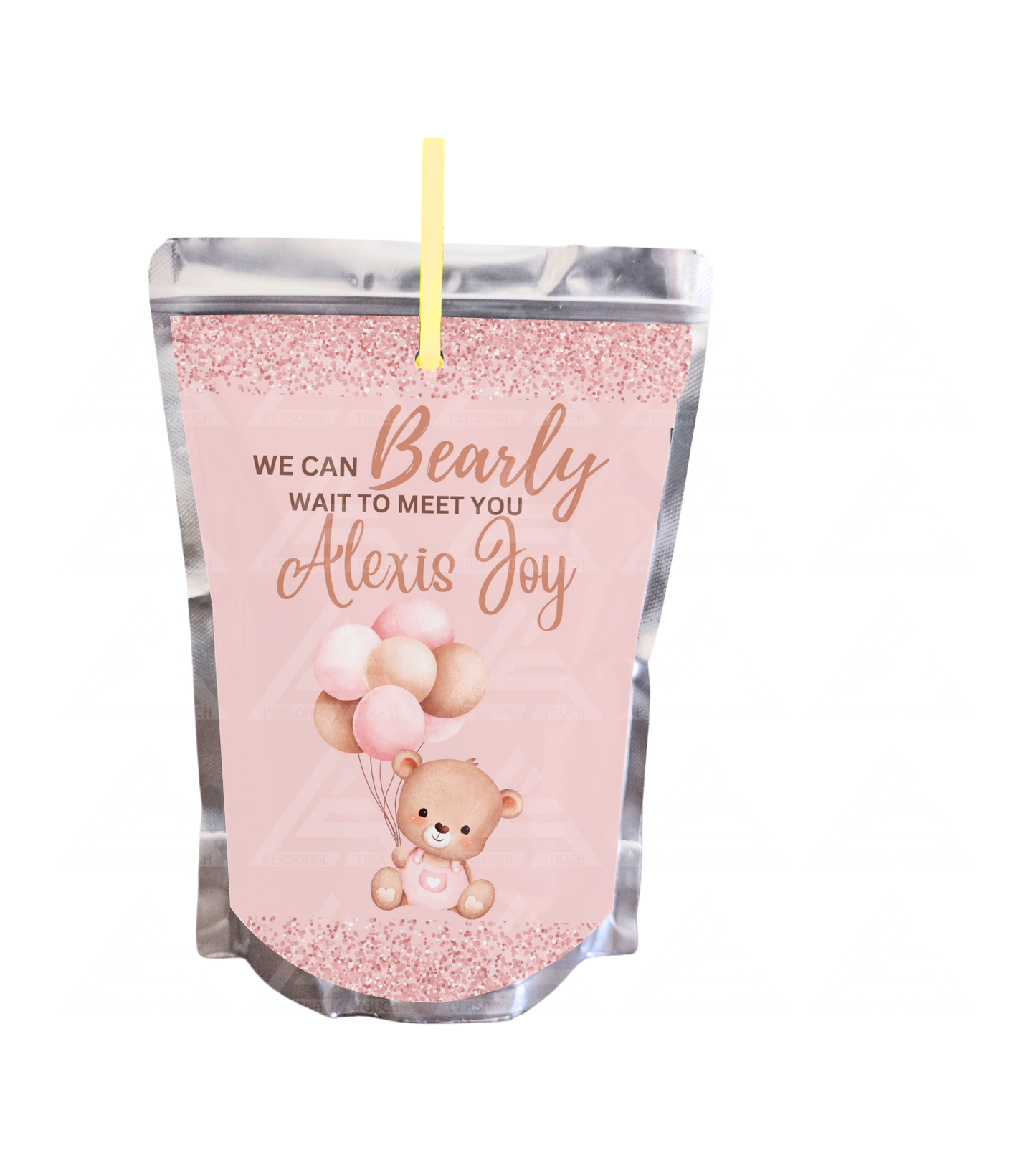 Custom Baby Shower "It's a Girl" Juice Pouch Party Favor