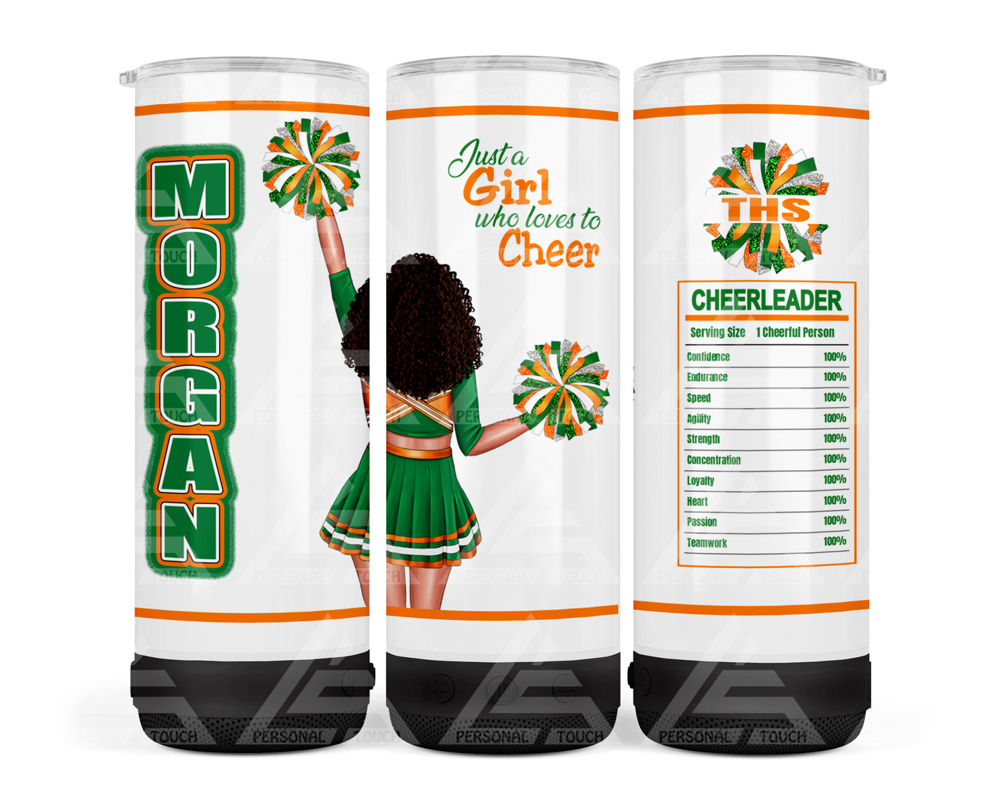 Speaker Tumbler (Cheerleader - Orange/Green)