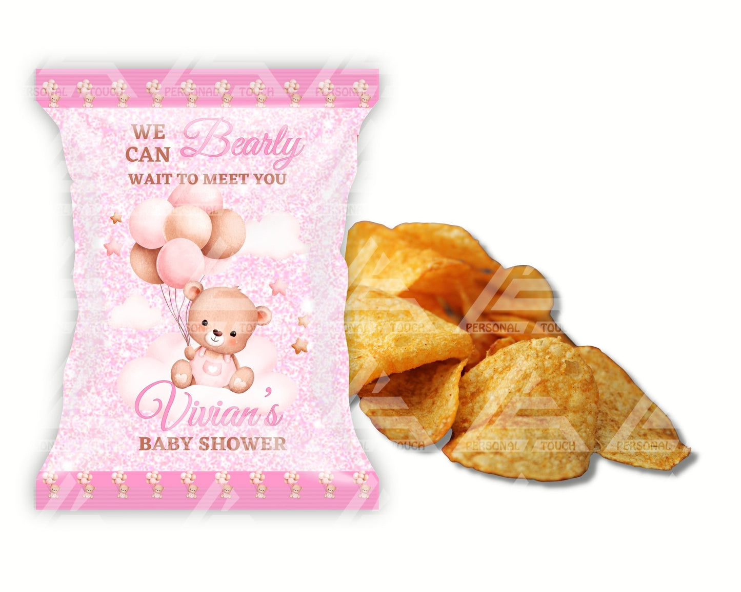 We Can Bearly Wait "Girl" Baby Shower Potato Chip Party Favor