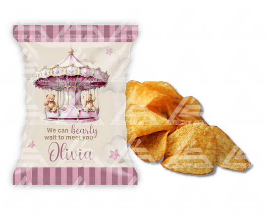 Pink Carousel Baby Shower Potato Chip Bag