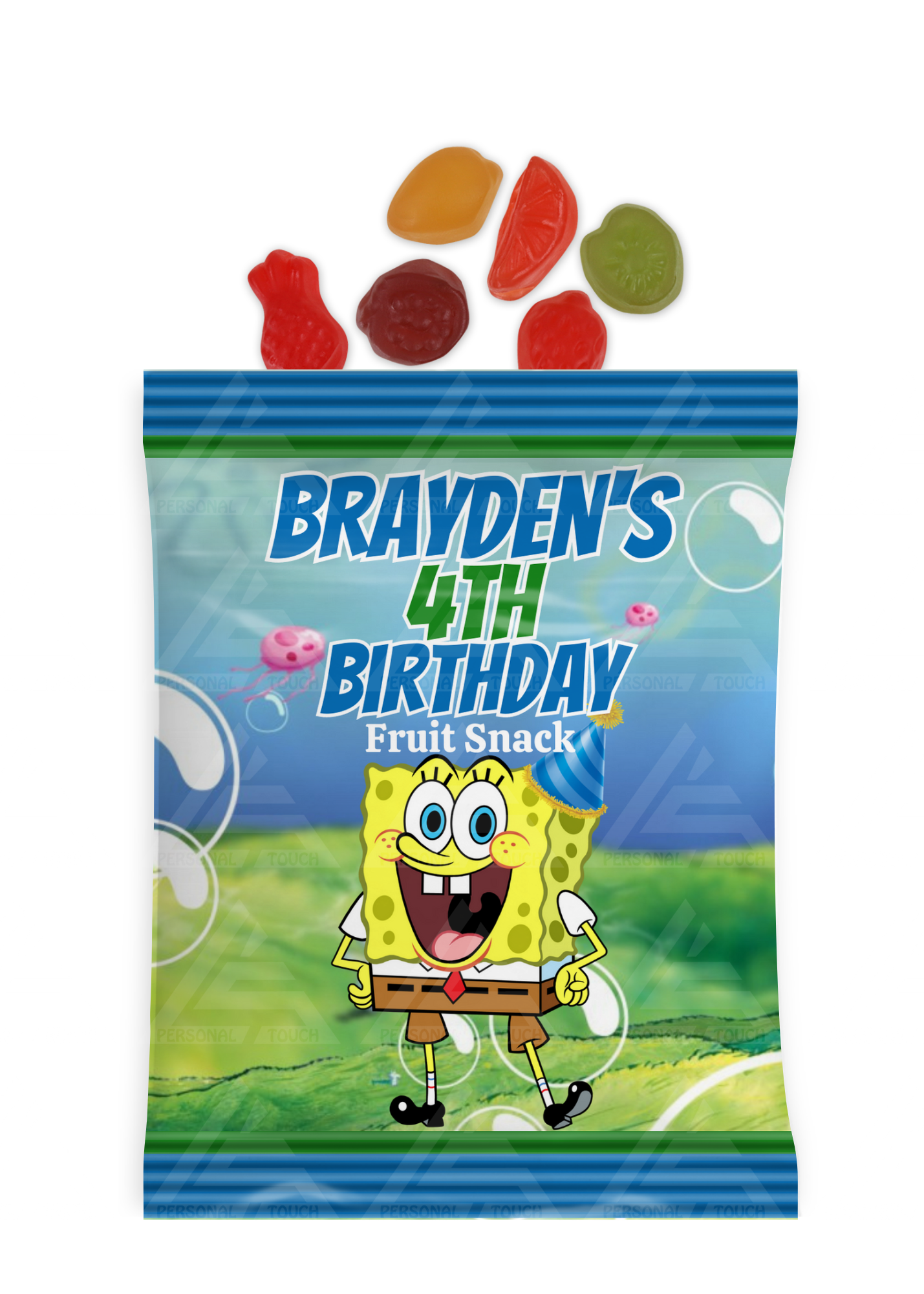 Personalized SpongeBob Birthday Fruit Snack Party Favor