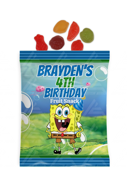 Custom SpongeBob Birthday Fruit Snack Party Favor