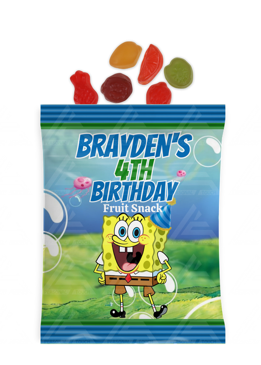 Personalized SpongeBob Birthday Fruit Snack Party Favor