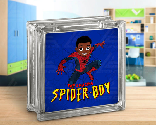 The Amazing Spider-Boy Glass Block