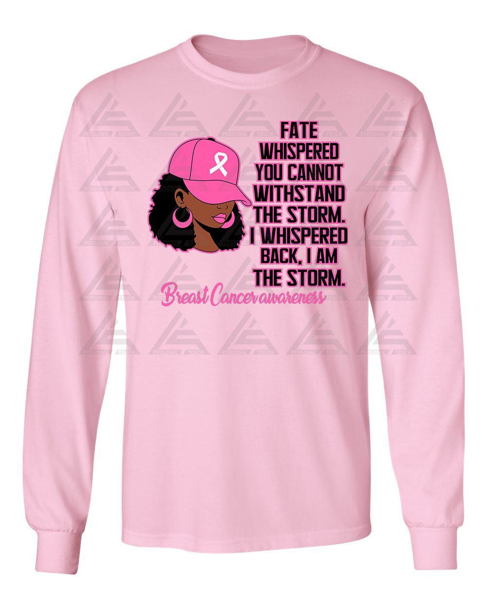 I AM the STORM Cancer Awareness Long Sleeve Tee-Pink