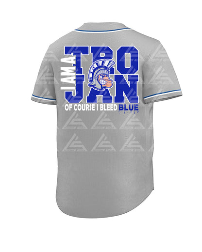 I am a Trojan...I Bleed Blue Baseball Jersey