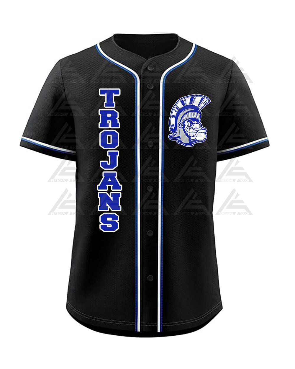 Cross High Trojans Baseball Jersey (Black)