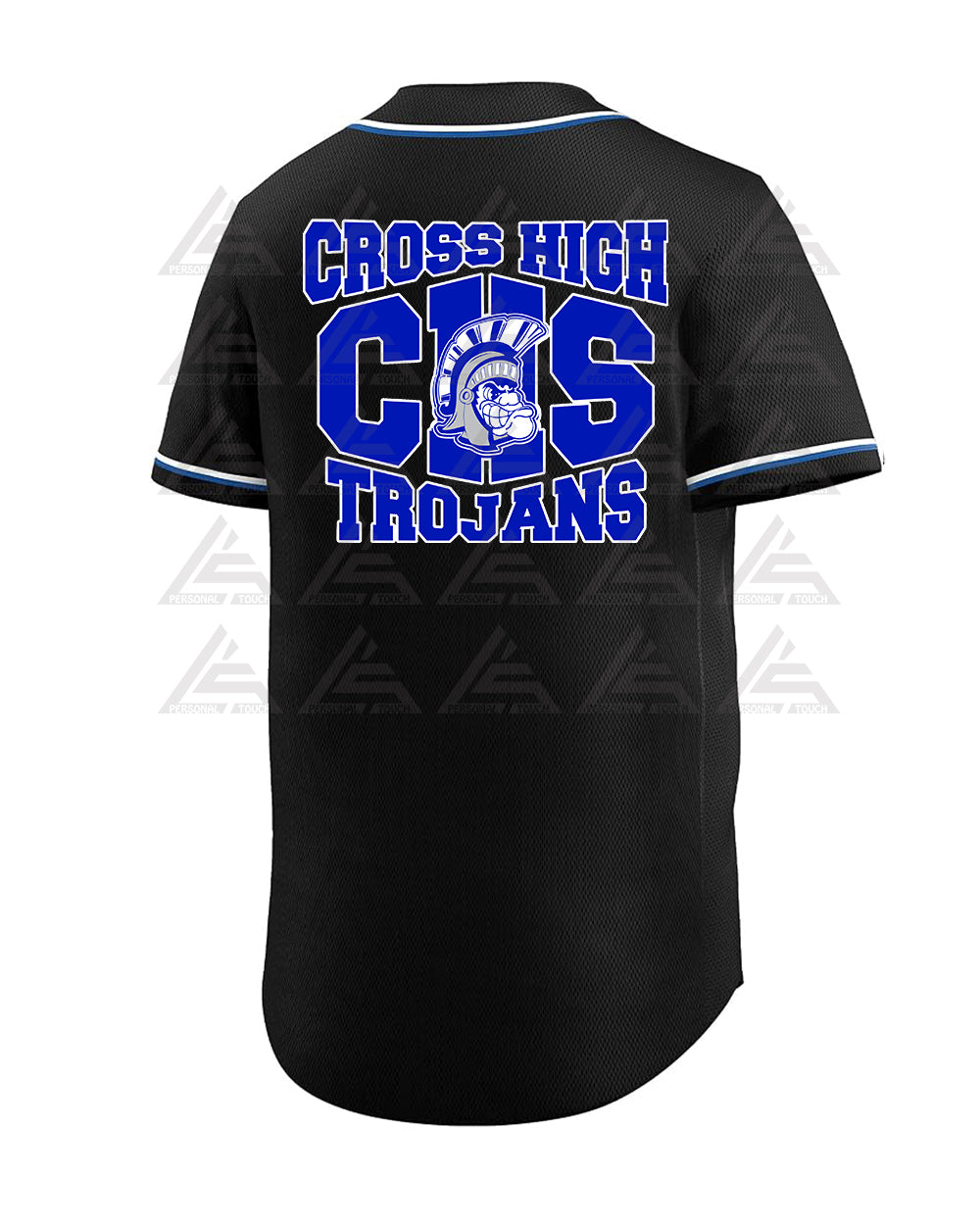 Cross High Trojans Baseball Jersey (Black)