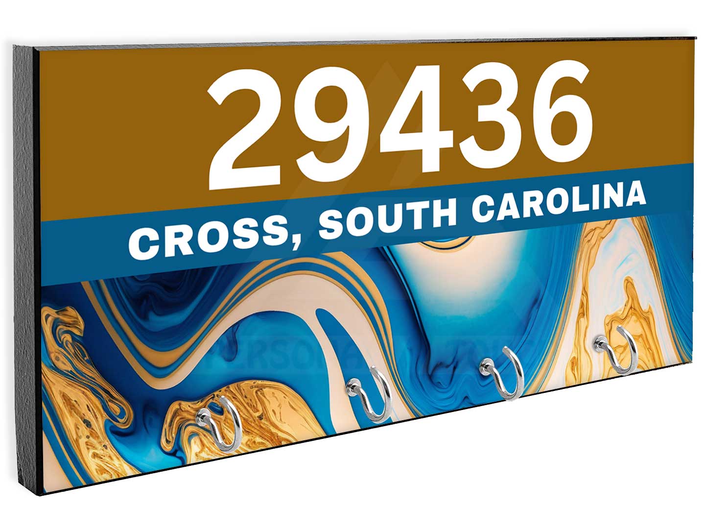 Cross SC Key Hanger - Blue & Gold Marble