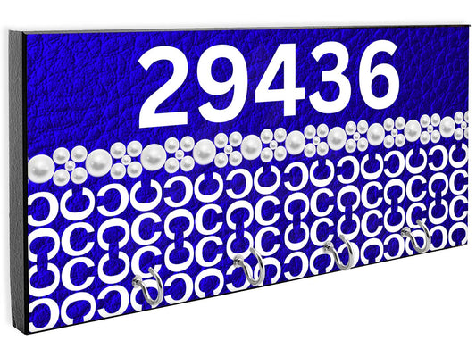 Cross SC Key Hanger - Royal Blue & White Pearls