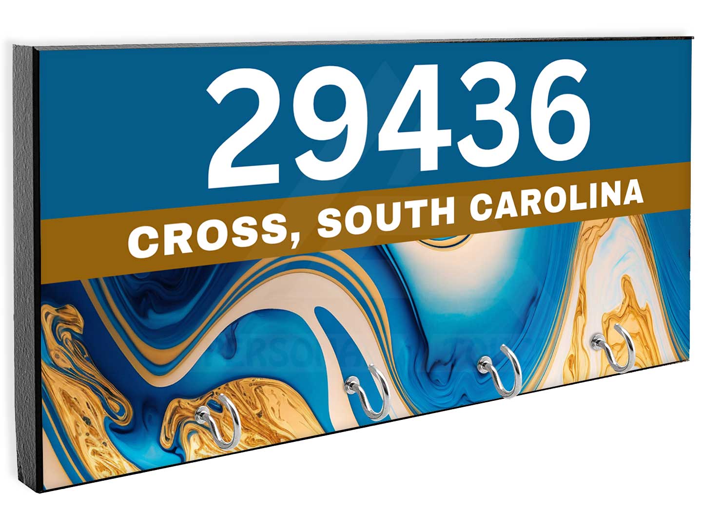 Cross SC Key Hanger - Blue & Gold Marble