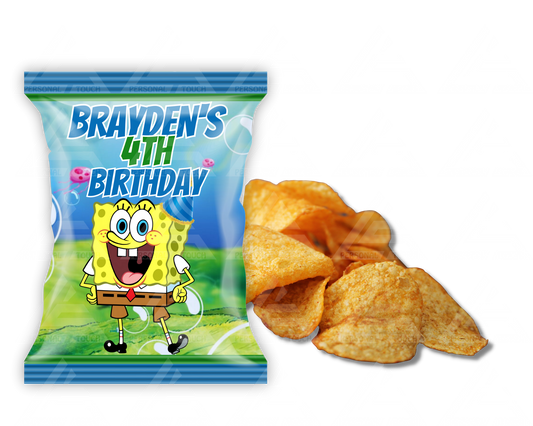 Personalized SpongeBob Birthday Potato Chip Party Favor