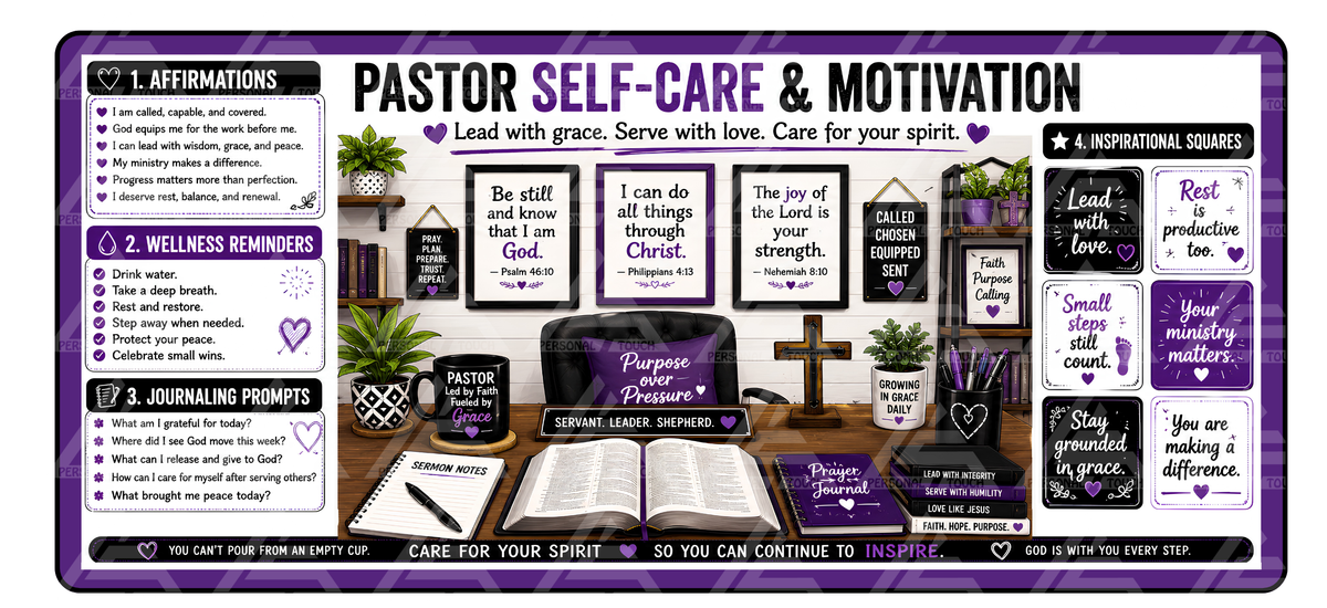 Pastor's Self-Care Desk Mat (Purple)