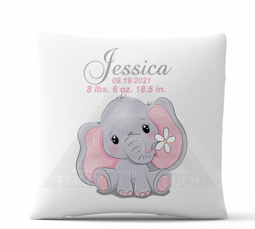 Baby Stats Elephant Throw Pillow