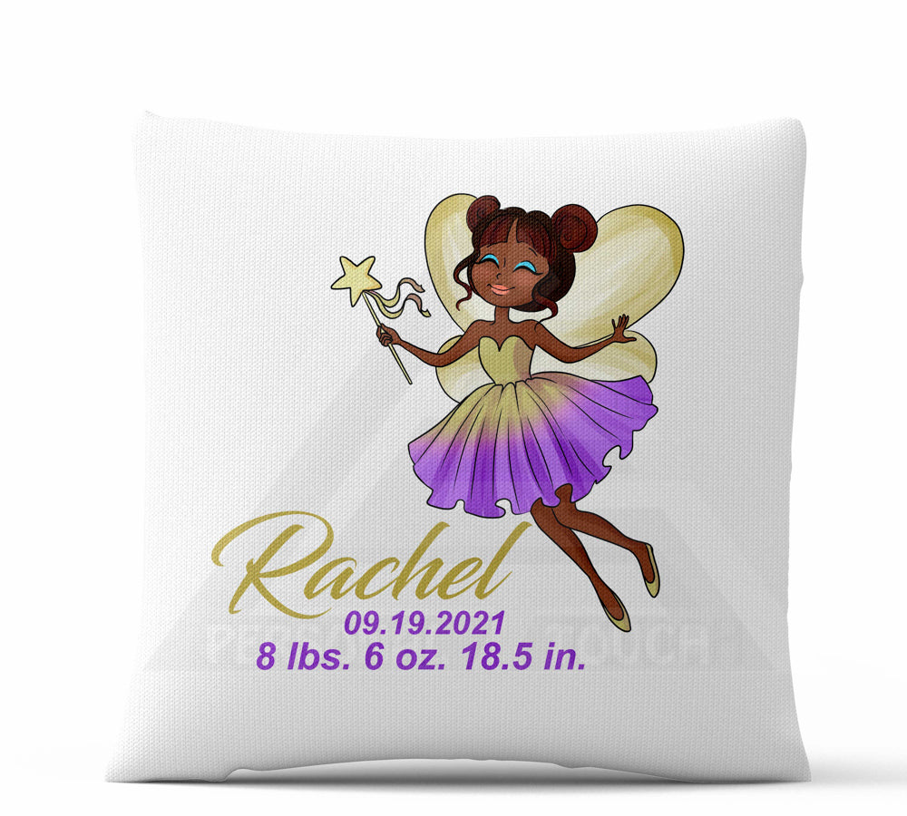 Baby Stats Fairy Throw Pillow