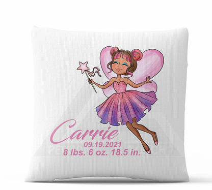 Baby Stats Fairy Throw Pillow