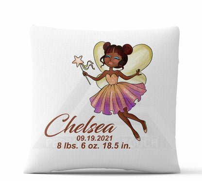 Baby Stats Fairy Throw Pillow