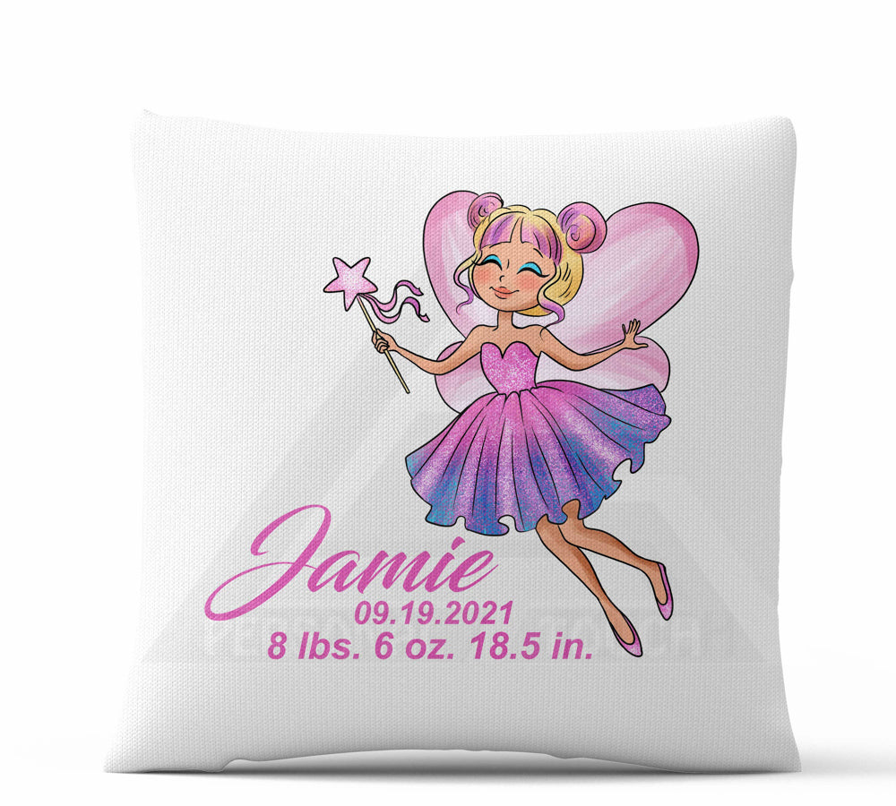 Baby Stats Fairy Throw Pillow