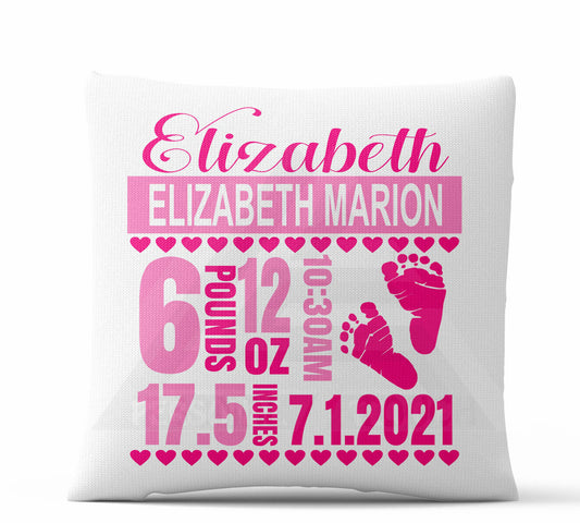 Baby Stats Fuchsia & Pink Throw Pillow