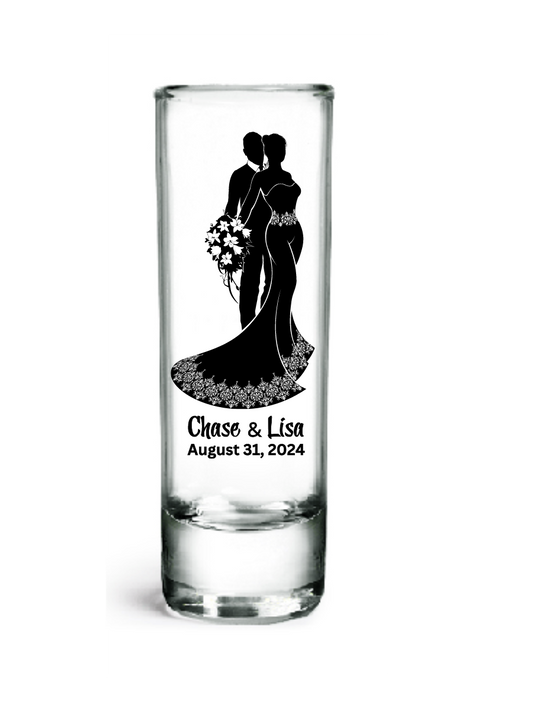 2.0 oz Clear Tall Shot Glasses (Wedding Couple #3)