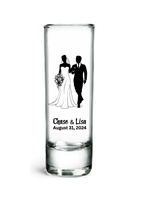 2.0 oz Clear Tall Shot Glasses (Wedding Couple #4)